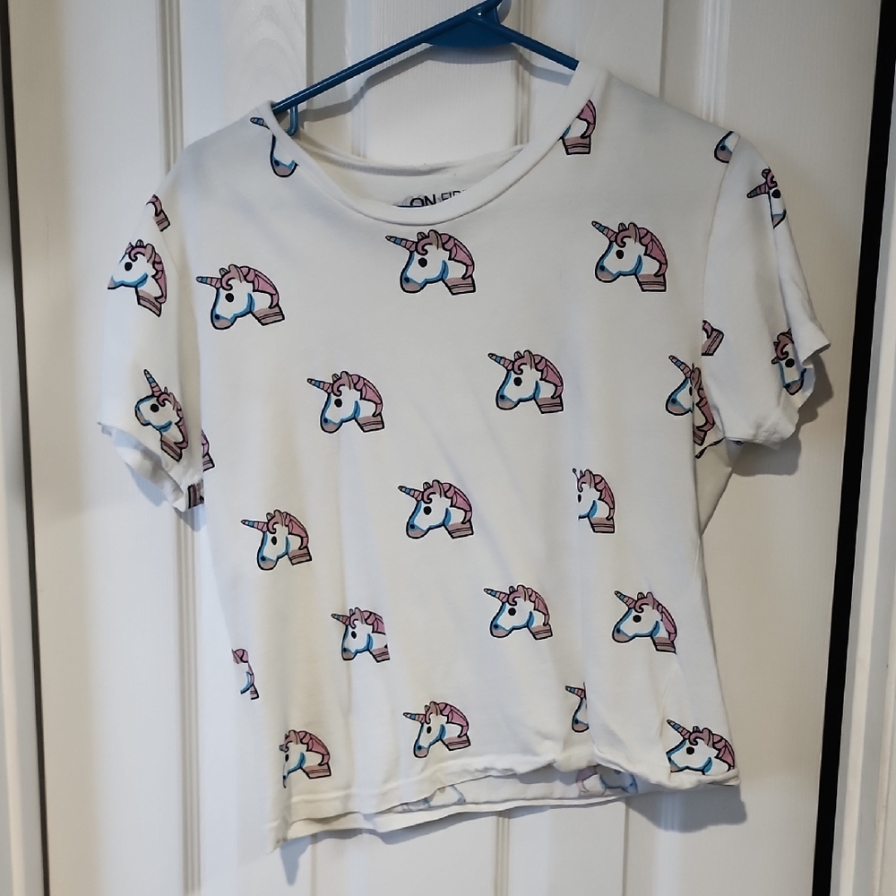 Unicorn Emoji Print Short Sleeve Tee